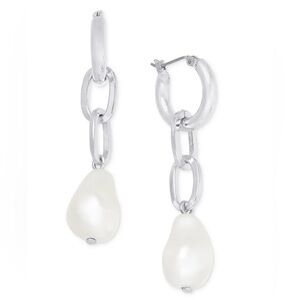 NWT Pearl Linear Chain Drop Earrings